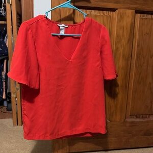 H&M Bright Red V-Neck Blouse
